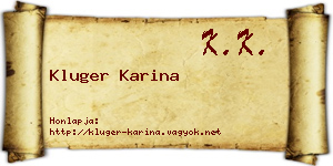 Kluger Karina névjegykártya